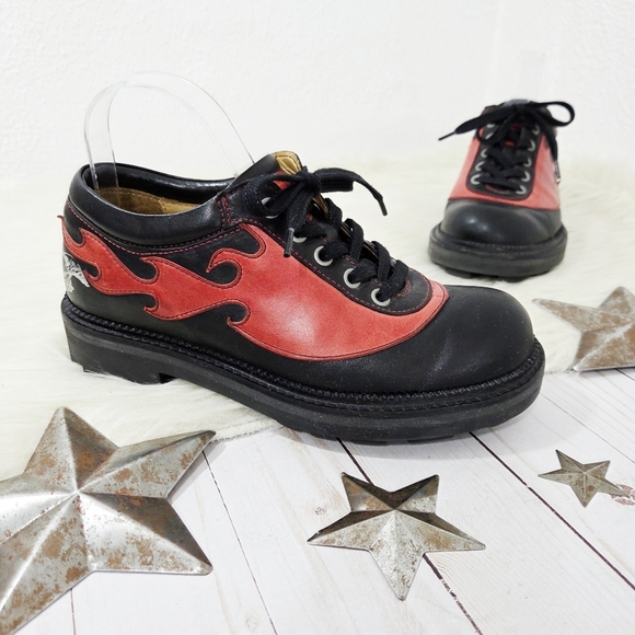 John Fluevog Flame Flaming Derby Shoes Red Black Brogue Oxfords Angelic  Men's 6 - Picture 1 of 9